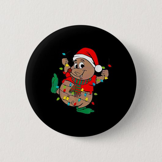 Schattigee kerstverlichting van Santa Gus Ronde Button 5,7 Cm (Voorkant)