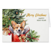 Schattigee kerstverrassing Corgi Gift Dog (Voorkant Horizontaal)