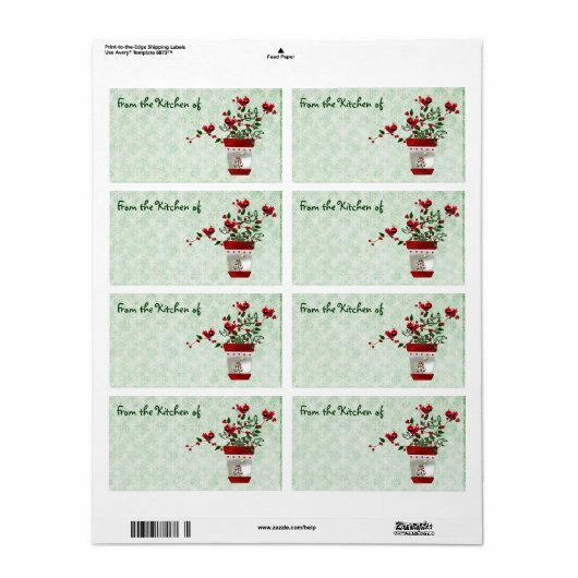 Schattigee kerstvogels keukenlabels etiket (Full Sheet)