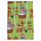 Schattigee kerstwasbeer en eekhoorn & sneeuwvlokke medium cadeauzakje (Achterkant)