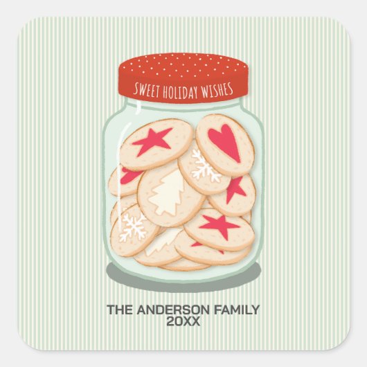 Schattigee kerstwensen vierkante sticker (Voorkant)