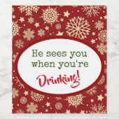 Schattigee kerstwijnlabels! wijn etiket (Enkel label)