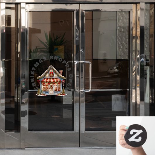 SCHATTIGEE KERSTWINKEL OPEN Venster Cling Raamsticker (Kantoordeur)