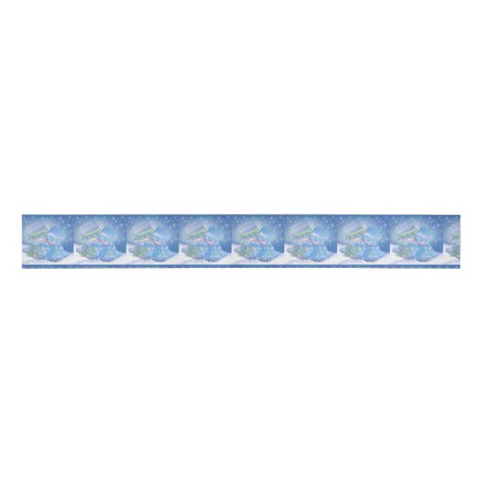 Schattigee Kerstwinter Blues Grosgrain Lint (Voorkant)