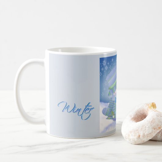 Schattigee Kerstwinter Blues Koffiemok (Met donut)