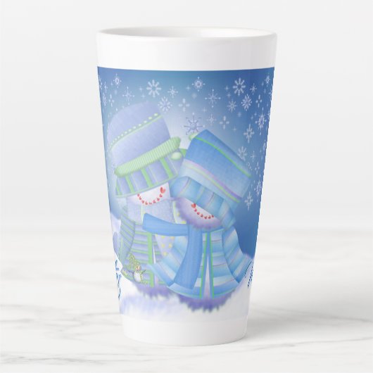 Schattigee Kerstwinter Blues Latte Mok (Voorkant)