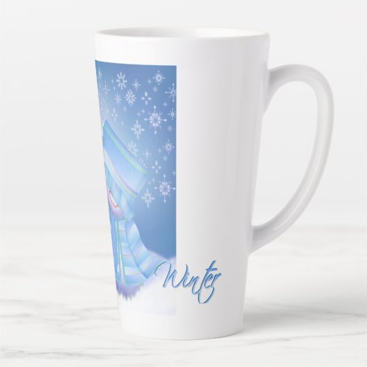 Schattigee Kerstwinter Blues Latte Mok (Rechts)