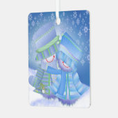 Schattigee Kerstwinter Blues Metalen Ornament (Voorkant links)
