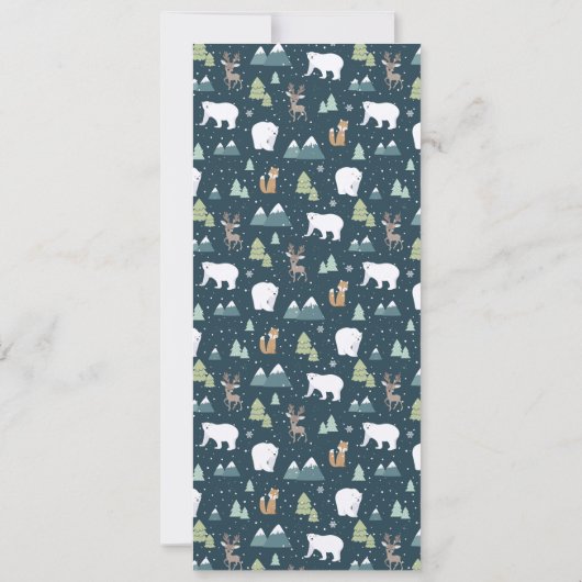 Schattigee Kerstwinter Dieren Rustiek Patroon Menu Kaart (Achterkant)