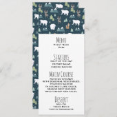 Schattigee Kerstwinter Dieren Rustiek Patroon Menu Kaart (Voorkant / Achterkant)