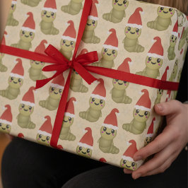 Schattigee Kerstwormen Hand getrokken Gift Cadeaupapier