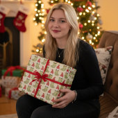 Schattigee Kerstwormen Hand getrokken Gift Cadeaupapier