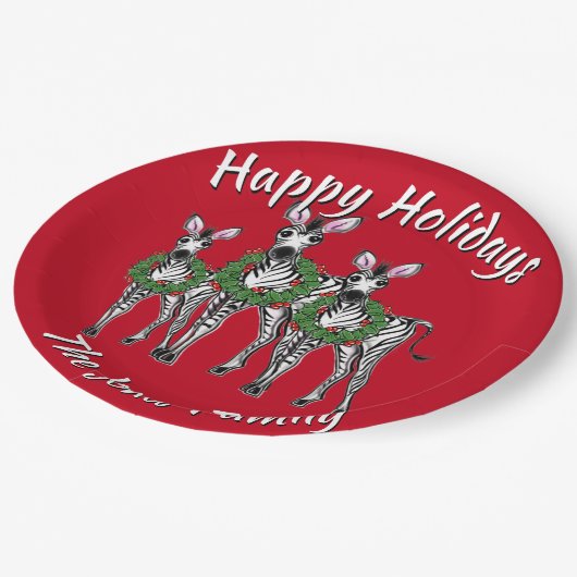 Schattigee kerstzebra's personaliseren papieren bordje (Gekanteld)