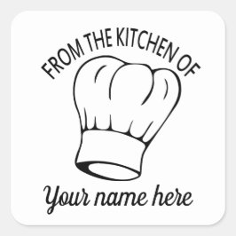 Schattigee keuken chef-kok pet Naam toevoegen stic Vierkante Sticker
