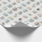 Schattigee keuken gadget iconen patroon cadeaupapier (Hoek)