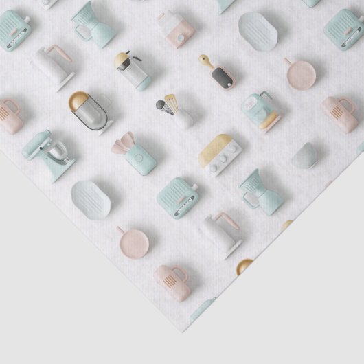 Schattigee keuken gadget iconen patroon tissuepapier (Detail)