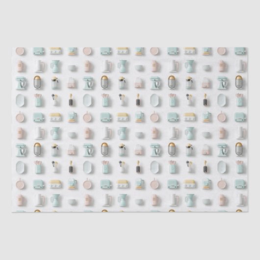 Schattigee keuken gadget iconen patroon tissuepapier (Voorkant)