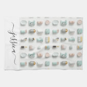 Schattigee keukenpictogrammen Patroonscriptnaam Theedoek (Horizontaal)