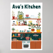 Schattigee Keukenplanken AANGEPASTE NAAM Illustrat Poster (Voorkant)