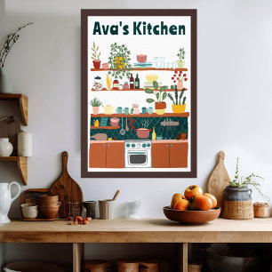 Schattigee Keukenplanken AANGEPASTE NAAM Illustrat Poster