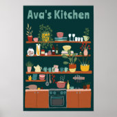 Schattigee Keukenplanken AANGEPASTE NAAM Illustrat Poster (Voorkant)