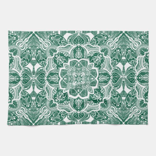 Schattigee kevers Mandala met de hand getekend Theedoek (Horizontaal)