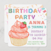 Schattigee Kids Verjaardagsuitnodiging Kaart (Voorkant / Achterkant)