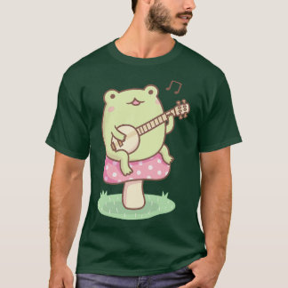 Schattigee kikker die banjo op paddenstoel speelt t-shirt
