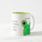 Schattigee kikker Dream Big Gepersonaliseerd Tweekleurige Koffiemok (Voorkant rechts)