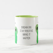 Schattigee kikker Dream Big Gepersonaliseerd Tweekleurige Koffiemok (Center)