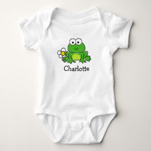 Schattigee kikker en bloem Baby Bodysuit