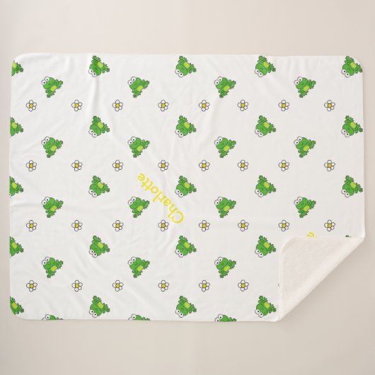 Schattigee kikker en bloem Sherpa deken (Voorkant (horizontaal))