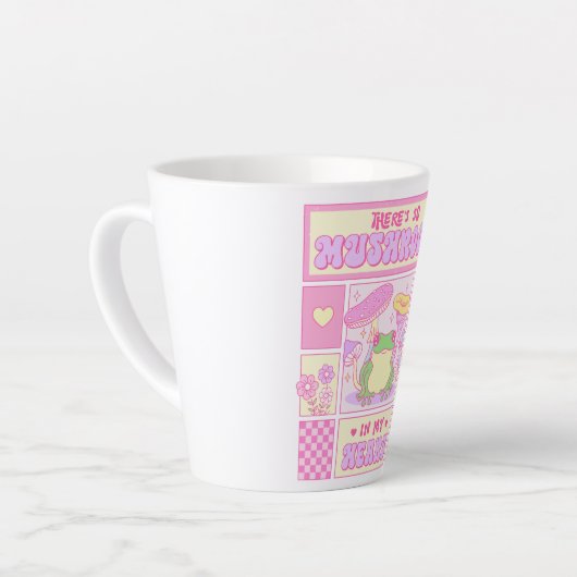 Schattigee kikker en paddenstoel - Funny Romantisc Latte Mok (Linkerhoek)