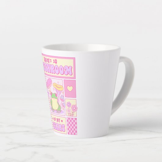 Schattigee kikker en paddenstoel - Funny Romantisc Latte Mok (Rechterhoek)