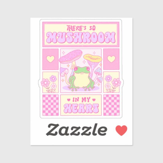 Schattigee kikker en paddenstoel - Funny Romantisc Sticker (Vel)