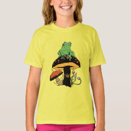 Schattigee kikker en paddenstoelen t-shirt