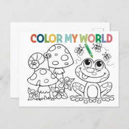 Schattigee kikker- en slakkenkleurplaat briefkaart