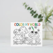 Schattigee kikker- en slakkenkleurplaat briefkaart (Staand voorkant)