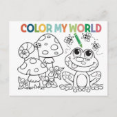 Schattigee kikker- en slakkenkleurplaat briefkaart (Voorkant)