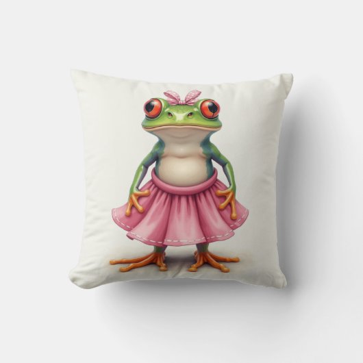Schattigee kikker in roze kussen (Voorkant)
