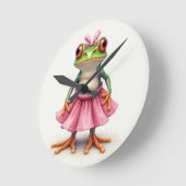 Schattigee kikker in roze ronde klok (Hoek)