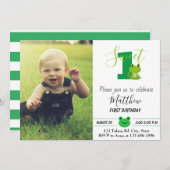 Schattigee kikker Kind Foto 1e verjaardagsfeest Kaart (Voorkant / Achterkant)