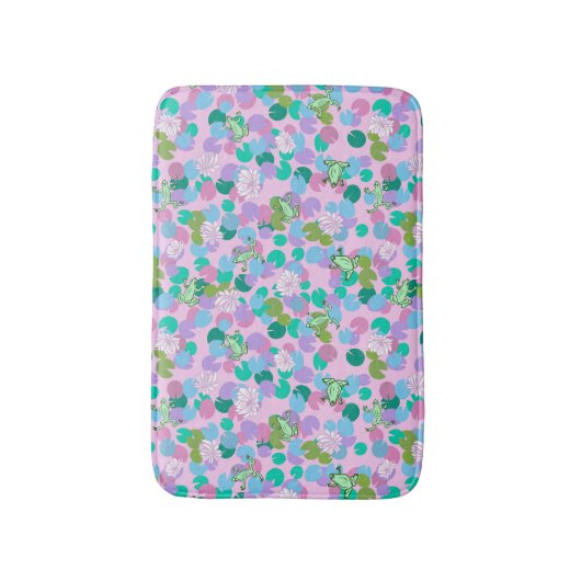Schattigee kikker kunst badmat met roze achtergron (Voorkant Verticaal)