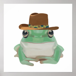 Schattigee kikker met cowboy Pet Poster