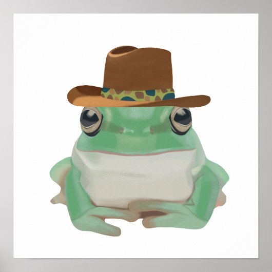 Schattigee kikker met cowboy Pet Poster (Voorkant)
