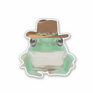 Schattigee kikker met cowboy Pet Sticker