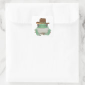Schattigee kikker met cowboy Pet Vierkante Sticker (Tas)