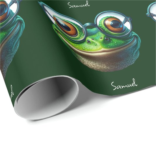 Schattigee kikker met een oversized bril cadeaupapier (Rol Hoek)
