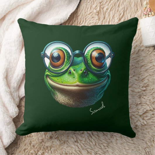 Schattigee kikker met een oversized bril kussen (Deken)