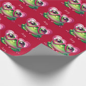 Schattigee kikker met een oversized hartbril cadeaupapier (Hoek)